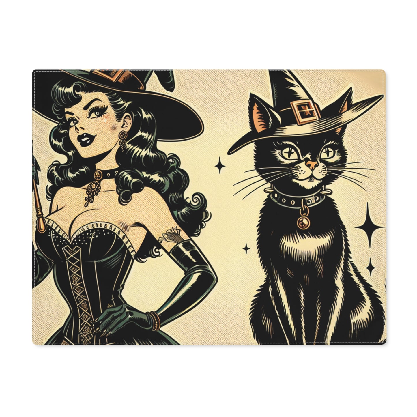 Placemat - Witch and Black Cat Elegant and Spooky Magical Placement