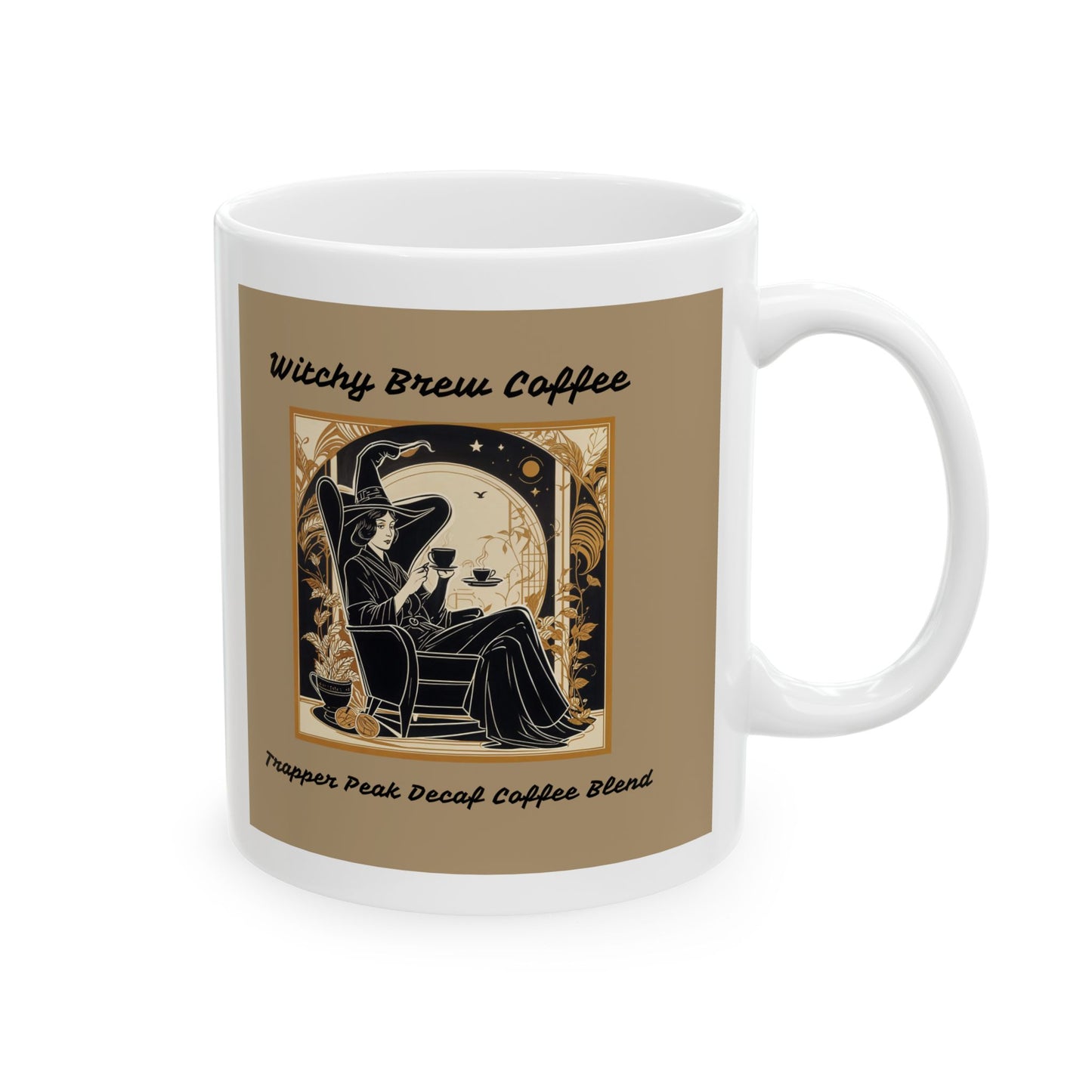 Witchy Brew Trapper Peak Decaf Blend Ceramic Mug, (11oz, 15oz)