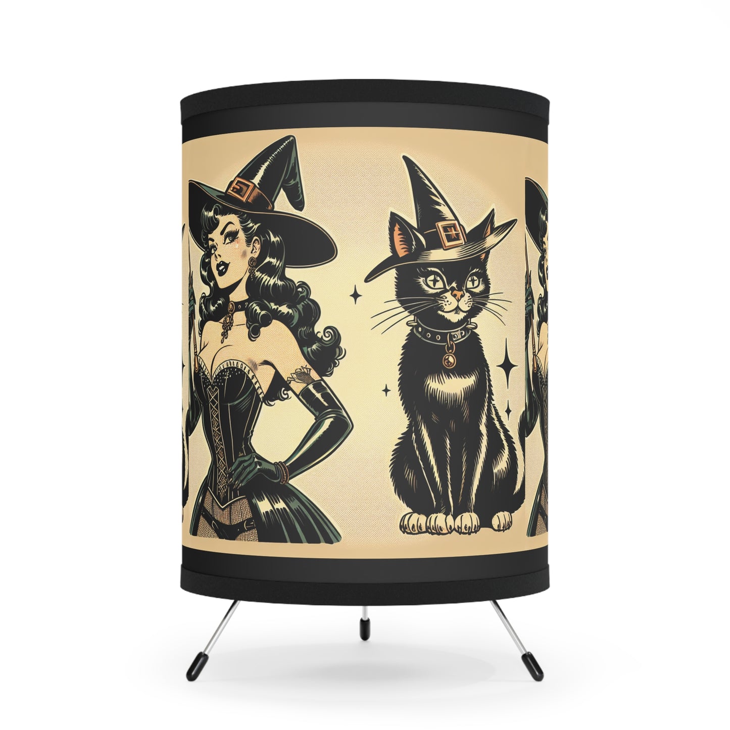 Witch and Black Cat Table Lamp