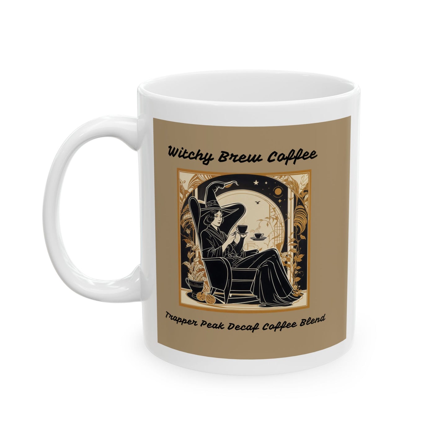 Witchy Brew Trapper Peak Decaf Blend Ceramic Mug, (11oz, 15oz)