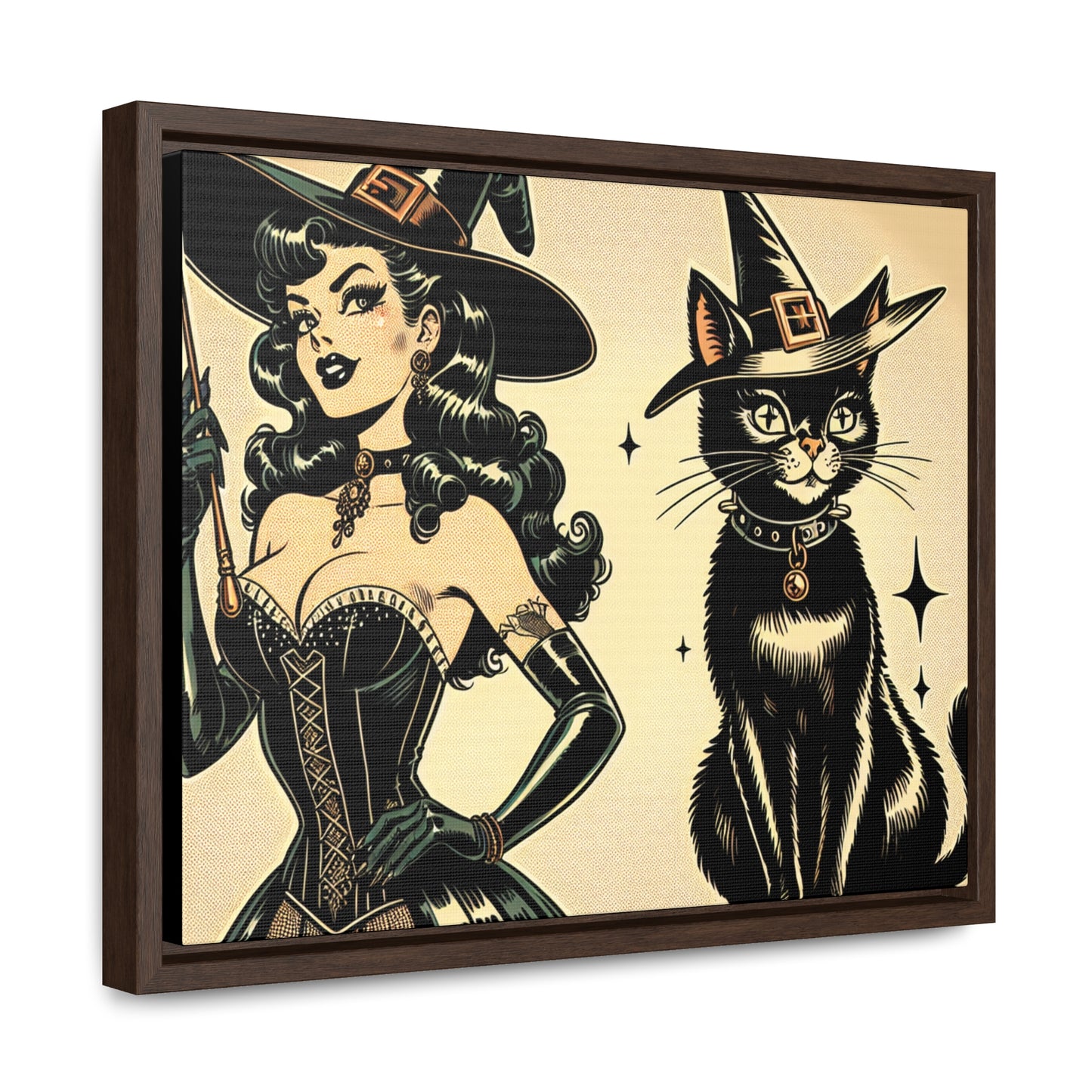 Black Cat and Witch Canvas Wraps