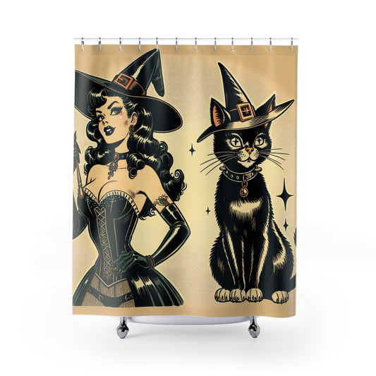 Witch and Black Cat Shower Curtain