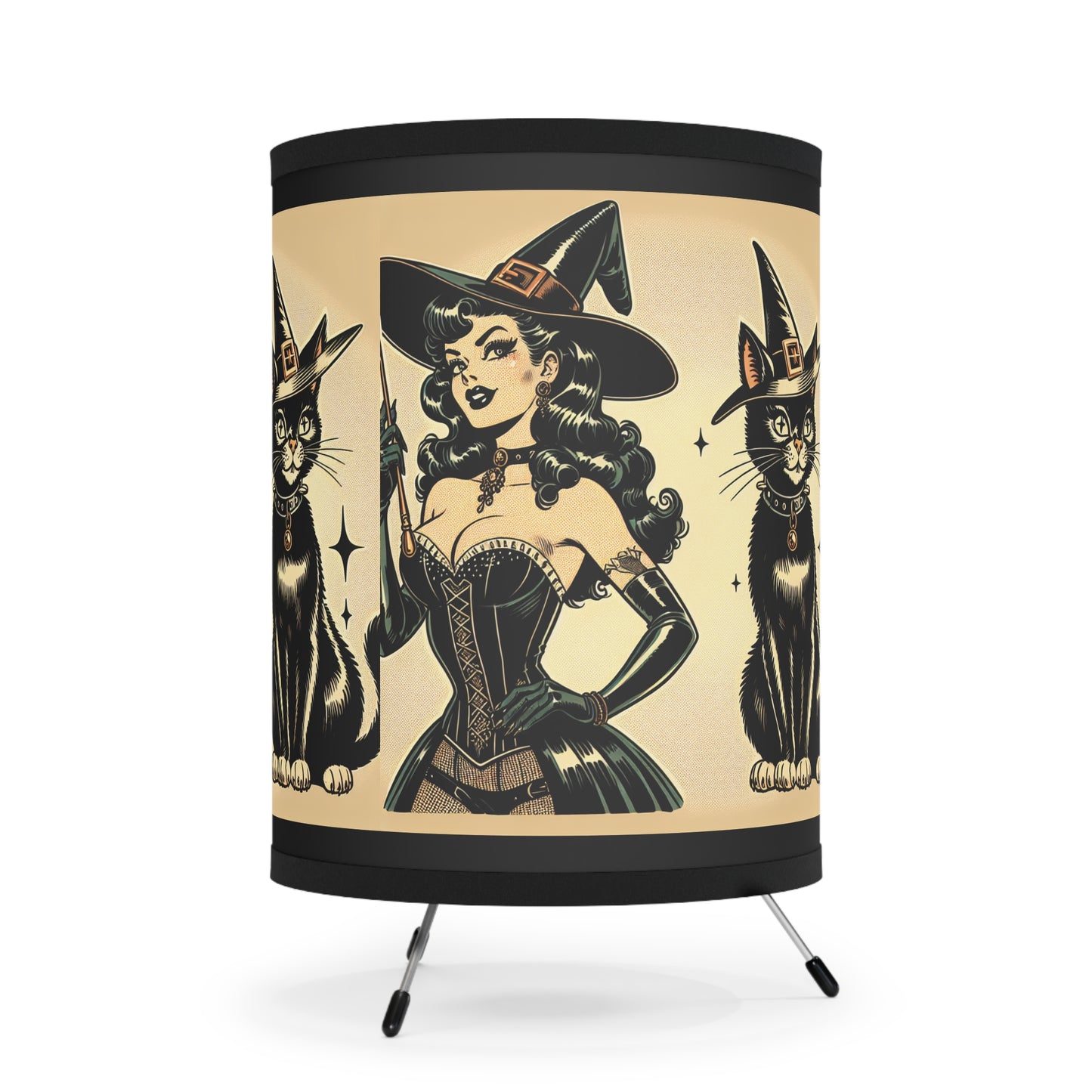 Witch and Black Cat Table Lamp