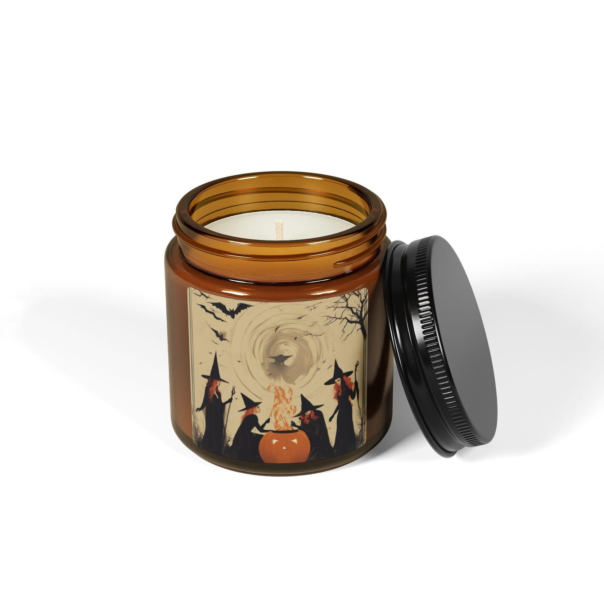 Halloween Witch Scented Soy Candle (Multi-Size, Amber Jar)