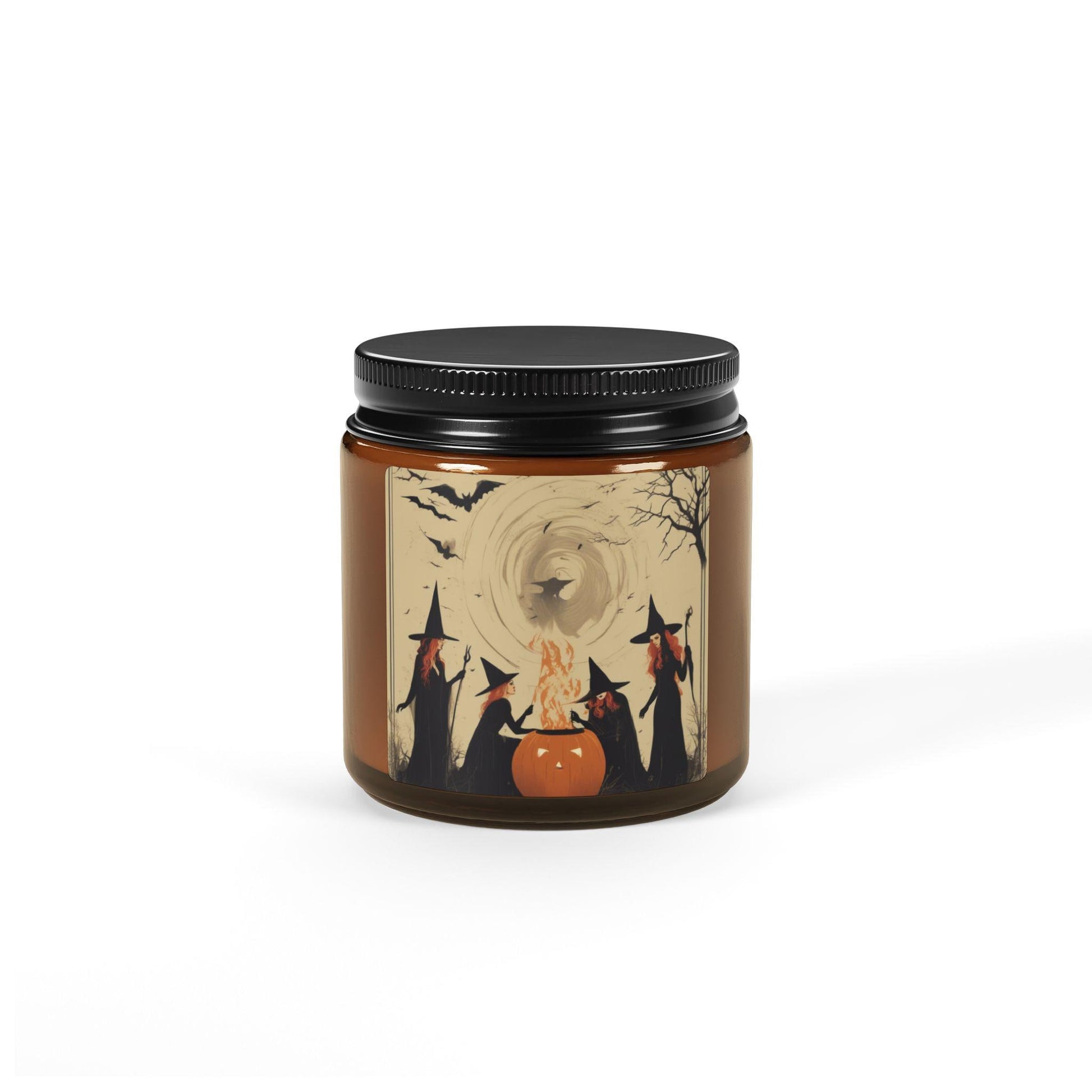 Halloween Witch Scented Soy Candle (Multi-Size, Amber Jar)