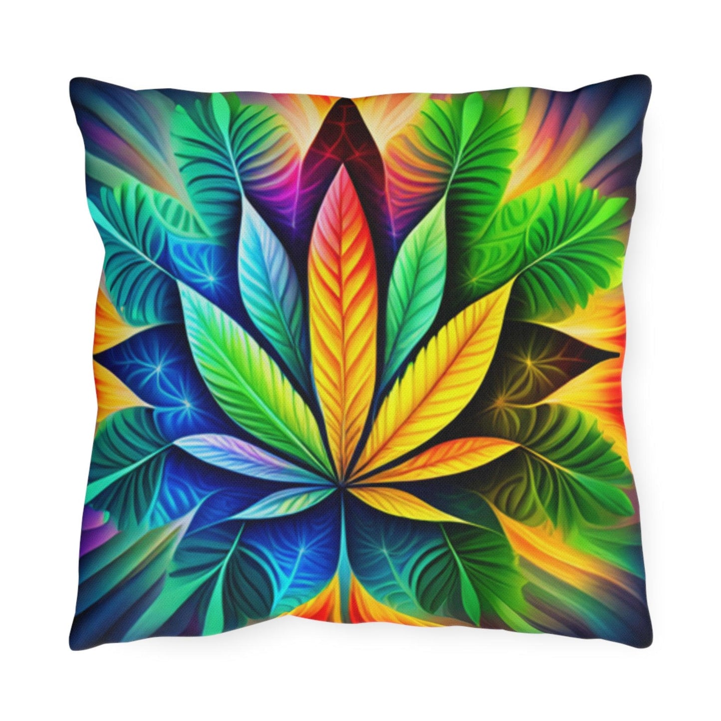 Psychedellic Marijuana Leaf Throw Pillow