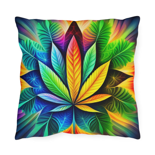 Psychedellic Marijuana Leaf Throw Pillow