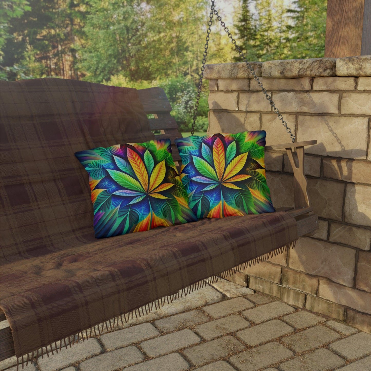 Psychedellic Marijuana Leaf Throw Pillow