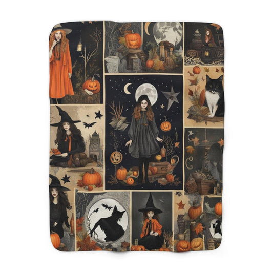 Sherpa Fleece Blanket - Fall Autumn Witch Blanket