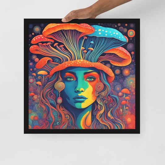 Framed Psychedelic Mushroom Goddess Wall Art