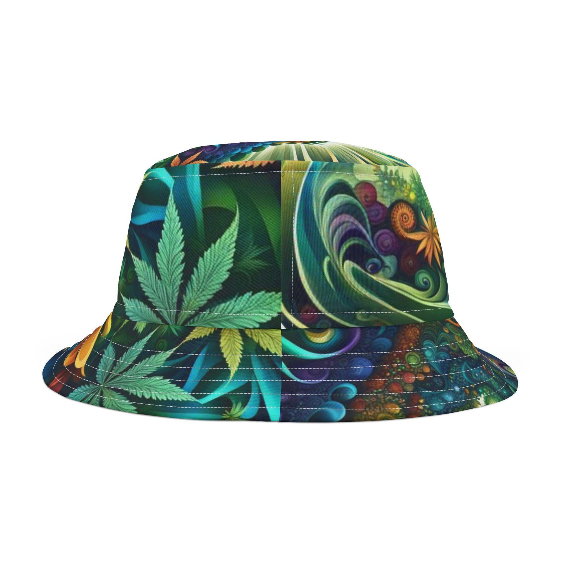 Marijuana Swirl Pattern Bucket Hat (AOP)