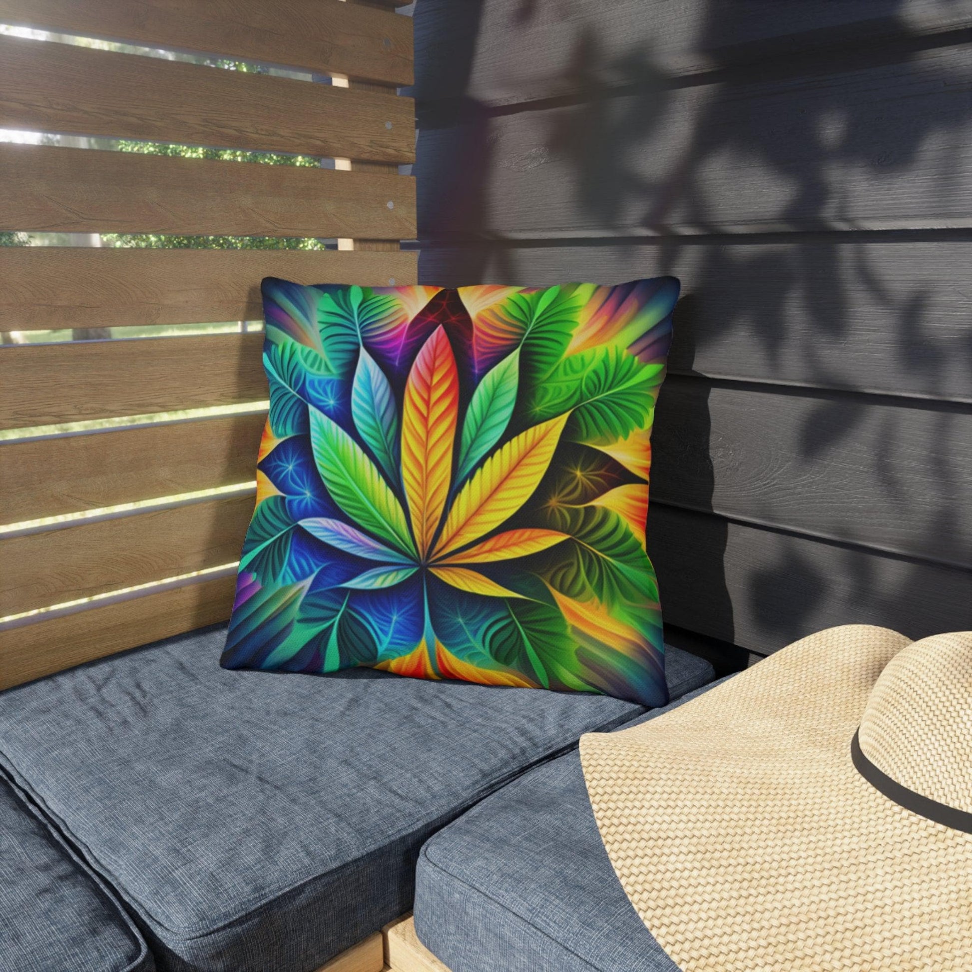 Psychedellic Marijuana Leaf Throw Pillow