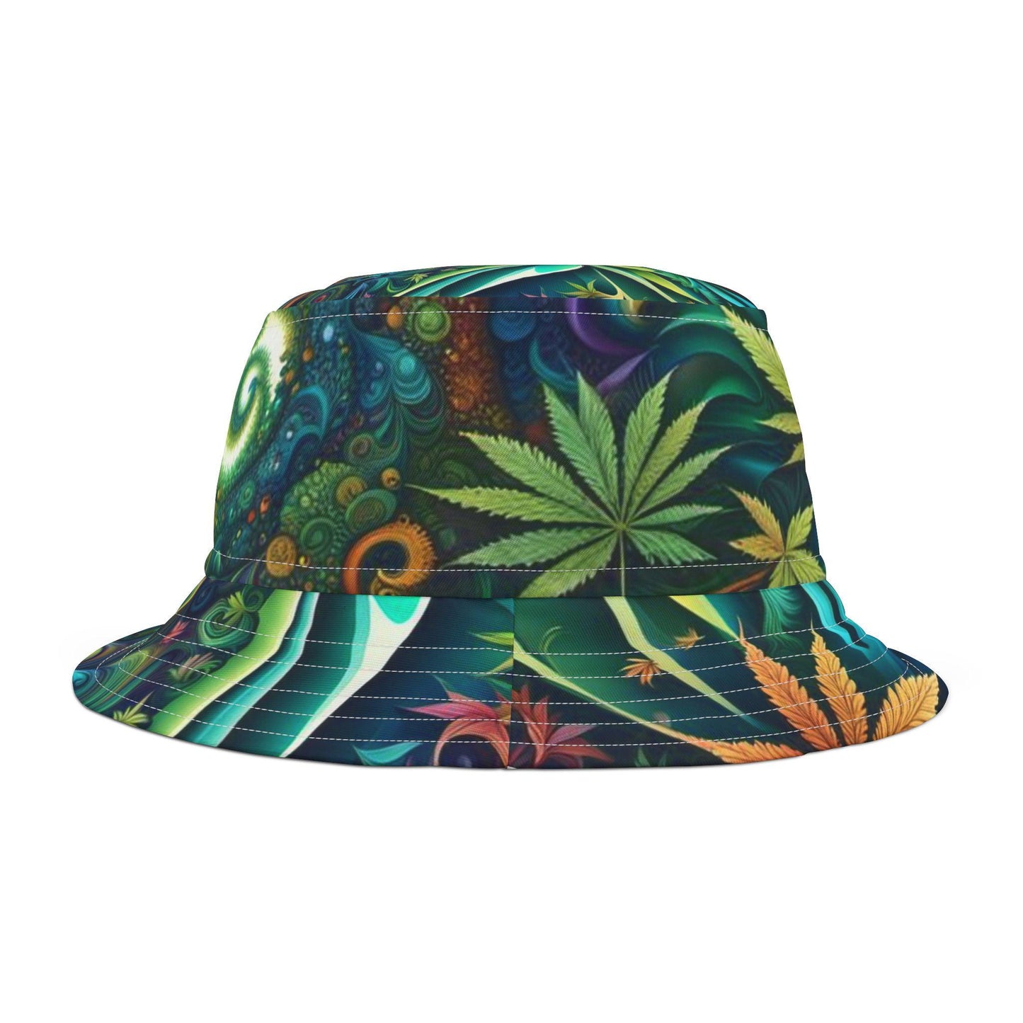 Marijuana Swirl Pattern Bucket Hat (AOP)