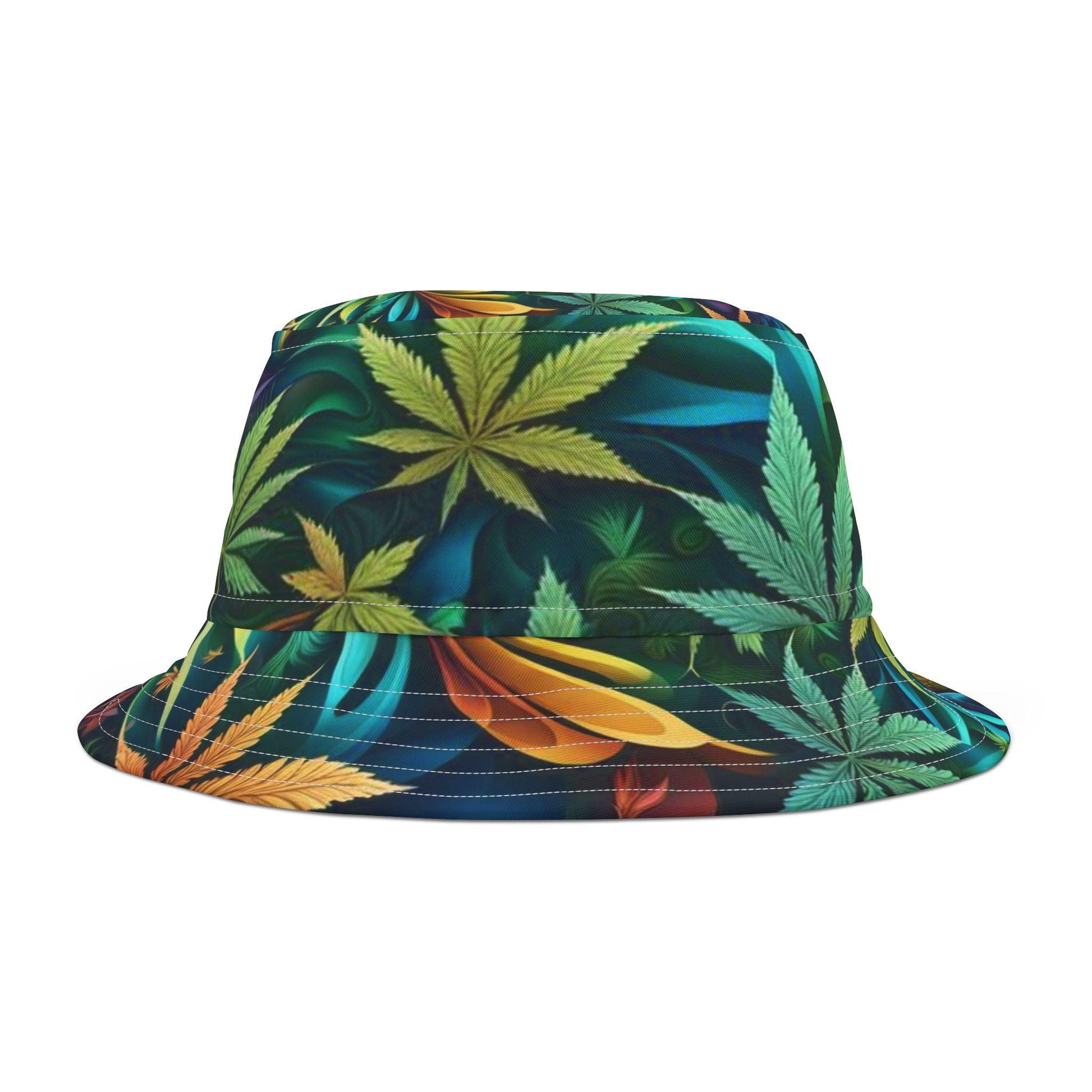 Marijuana Swirl Pattern Bucket Hat (AOP)